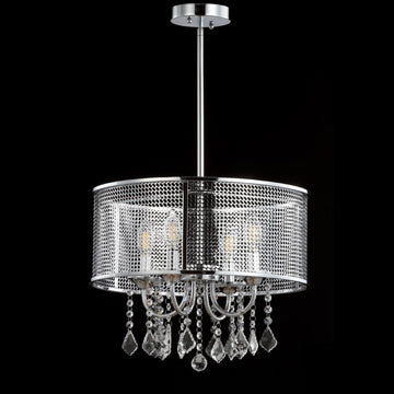 Avah Metal/Crystal Adjustable LED Drop Chandelier - JONATHAN Y
